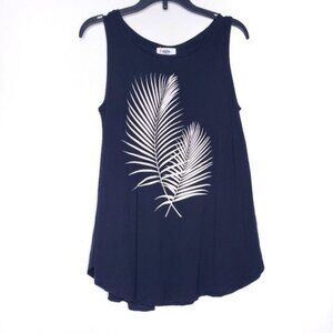 Old Navy Black Tank Top Shimmer Glitter Palm Leaf Print Women's Size XS